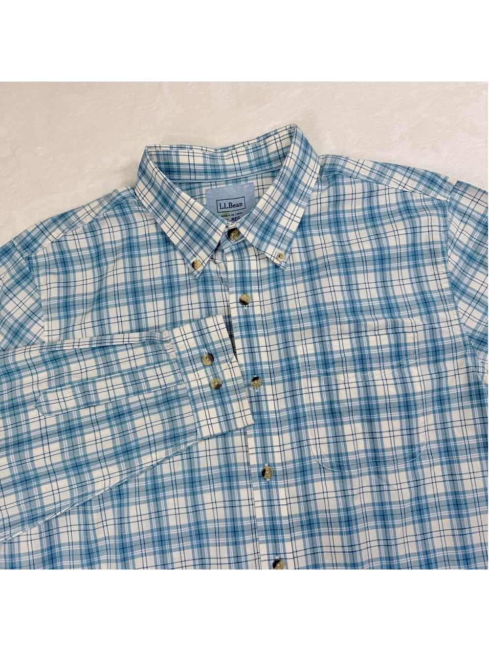 Men's L.L. Beanā Casual Button Down Shirt XL Regular Blue White Plaid